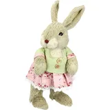 I.GE.A. Osterhase Hasenmädchen mit Rock, Frühjahrsdeko (1 St), Osterdeko aus Stroh, Dekofigur, Tierfigur, Ostern beige|rosa