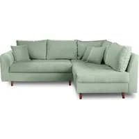 Lisa Design Rune, Ecksofa rechts, 4-Sitzer, aus Bouclé-Stoff , Salbeigrün - Grün