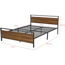 [en.casa] Metallbett Finse mit Matratze 140x200 cm Jugendbett Doppelbett Gästebett Metall Bettgestell mit Kaltschaummatratze Schwarz