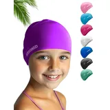 KIDVERSE Badekappe Kinder wasserdicht - Schwimmhaube Kinder mit Anti-Rutsch-Noppen - Badekappen für Schwimmer mit UV Schutz - Schwimmhaube Mädchen - Reißfeste Badehauben in verschiedenen Größen