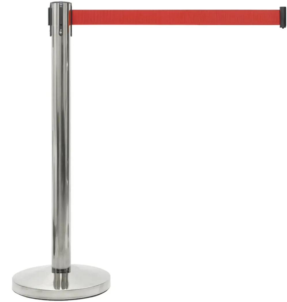 Absperrständer mit Zugband - Chrom - Rot