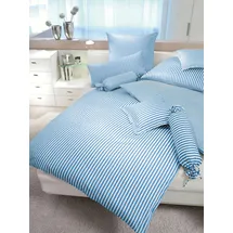 JANINE Streifen-Bettwäsche modern classic hellblau Kissenbezug 80x80 cm