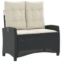 Furnicato Gartenbank Verstellbar mit Kissen Schwarz Poly Rattan