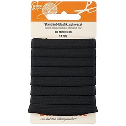 buttinette Gummiband "Standard-Elastik", schwarz, Breite: 10 mm, Länge: 10 m