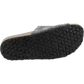 LICO Bioline Flower Pantoletten, Schwarz Silber, 39 EU