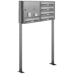 AL Briefkastensysteme Standbriefkasten 5er Premium V2A Edelstahl Standbriefkasten Anlage mit Klingel 2×3