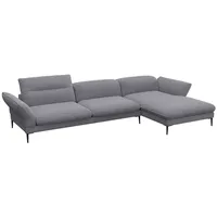 FLEXLUX Ecksofa Salino, Funktionssofa mit Recamiere, Relaxsofa, Ecksofa, Sofa mit Arm- und Kopfteil-Verstellungen, Kaltschaum & Stahl-Wellen grau