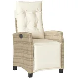 vidaXL Gartensessel mit Fußteil Verstellbar Beige Poly Rattan