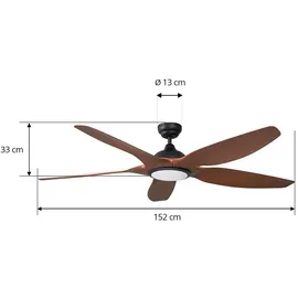 LUCANDE Omendo 152 cm Deckenventilator Schwarz