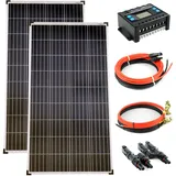 solartronics Komplettset 2x140 Watt Poly Solarmodul 20A Laderegler Kabel Solar Photovoltaik Inselanlage