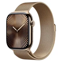 Apple Watch Series 10 GPS + Cellular 46 mm Titangehäuse gold Milanaise Armband gold S/M