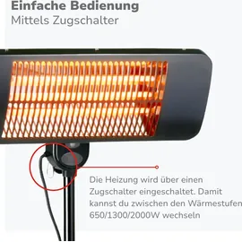 Alpina Infrarotheizung Standgerät Elektroheizstrahler 2 kW Schwarz
