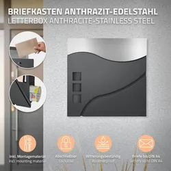Briefkasten mit Ständer Standbriefkasten Briefkasten Edelstahl Anthrazit