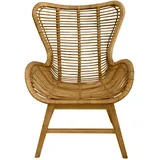 Sessel Rattan natur Relaxchair Relaxsessel Wohnzimmerstuhl Teakholz Stuhl