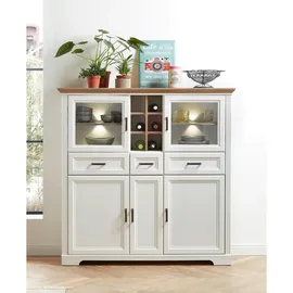 Innostyle Highboard 143 x 150 x 42 cm Weiß / Pinie hell / Artisan Eiche Optik