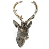 Lex Hirschgeweih Hirschkopf Wanddeko Dekoration Wandschmuck Figur Geweih Bronze 20x30cm