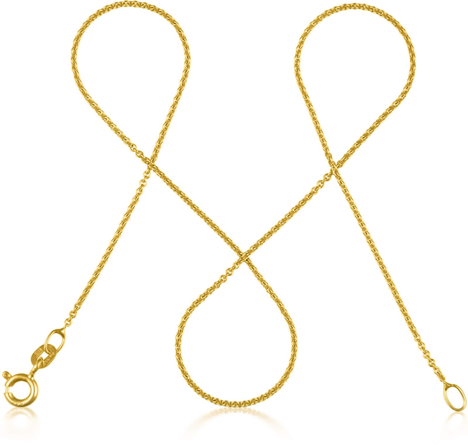 modabilé Ankerkette Rund Gold 1,1mm Halskette Damen 36cm-50cm lang I 585 Gold 14 Karat Goldschmuck 45cm