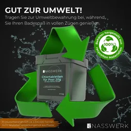 nasswerk Langzeit Chlortabletten 20g für Pool | Whirlpool – langsam löslich 10kg)