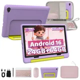 BUFO Kinder Lern-Tablet mit Elternkontrolle 10'' Android, 64GB Tablet (10", 64 GB, Android 16, Kids Bumper blau) lila|rosa