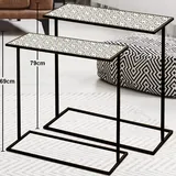 Boltze 2er Set Beistell Wohn Zimmer Tische Schwarz Weiß Muster Ornament Boltze 1007480