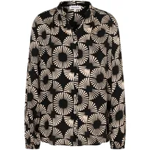 More & More fließende Viskosebluse mit Print in black/beige | Gr.: 44