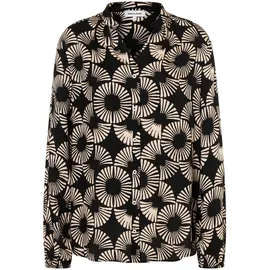 More & More fließende Viskosebluse mit Print in black/beige | Gr.: 44