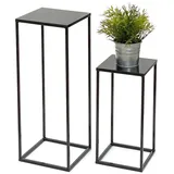 DanDiBo Ambiente DanDiBo Blumenhocker Metall Schwarz Eckig 2er Set Blumenständer Beistelltisch 434 Blumensäule Modern Pflanzenständer Pflanzenhocker