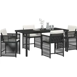 vidaXL Garten Essgruppe 5 pcs Schwarz Poly-Rattan