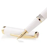 Cleo Skribent Kolbenfüllhalter Classic, weiß, Goldfeder, Feder:mittel (M)