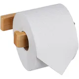 Relaxdays Toilettenpapierhalter ohne Bohren, Bambus, selbstklebender Klopapierhalter, Badezimmer, Wandmontage, natur