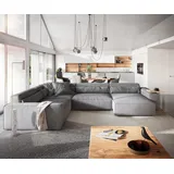DeLife Wohnlandschaft Sirpio XL Mikrofaser Grau 360x260 cm Recamiere variabel