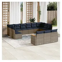 vidaXL Gartensofa-Set 13-tlg. grau Polyrattan