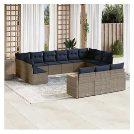 vidaXL Gartensofa-Set 13-tlg. grau Polyrattan