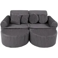 MeowBaby Kindersofa,, Graphit, Textil, 120x25x60 cm, Kinder- & Jugendzimmer, Kindermöbel, Kindersitzmöbel & -tische, Kindersessel & -sofas