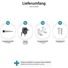 PARLAT LED Unterbau-Leuchte SIRIS mit Netzteil, Eckmontage, flach, 50cm, 655lm, weiß