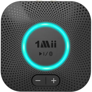 1Mii B06S Bluetooth 5.3 Empfänger mit Lautstärkeregelung, HiFi Audio Adapter, aptX HD & Low Latency Drahtloser Receiver für Stereoanlage Lautsprecher, Dual Verbindung, Cinch & 3,5mm Klinke