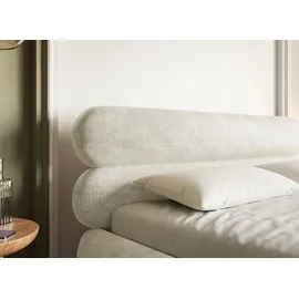 Selsey Roule - Polsterbett in Graubeige Mit goldenen Metallfüßen, 140 cm