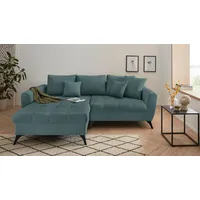 Ecksofa INOSIGN "Lörby L-Form" Sofas Gr. B/H/T: 246cm x 90cm x 170cm, Luxus-Microfaser weich, Recamiere links, Luxus Microfaser weich, blau (petrol) Belastbarkeit bis 140kg pro Sitzplatz, auch mit Aqua clean-Bezug