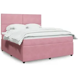 vidaXL Boxspringbett mit Matratze Rosa 180x200 cm Samt