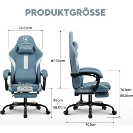 GTPLAYER Gaming Stuhl Stoff Blau