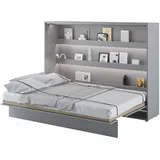 Schrankbett Bed Concept, Wandklappbett mit Lattenrost, V-Bett, Wandbett Bettschrank Schrank mit integriertem Klappbett Funktionsbett (BC-04, 140 x 200 cm, Grau/Grau, Horizontal)