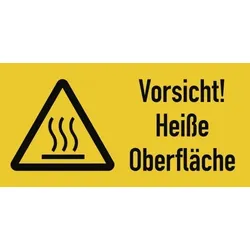 Vorsicht! Heiße Oberfläche ISO 7010, Kombischild, Folie, 105x52 mm