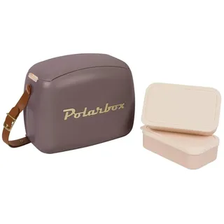 Kreher Kühltasche mit Brotdose, Kühlbare Lunchbox, Passive Kühlbox für Lebensmittel, Medikamente, Mittagessen im Retro-Design (Brombeer/Gold)