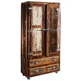Massivmoebel24 Schrank Altholz 90x38x185 mehrfarbig lackiert FREEZY #39