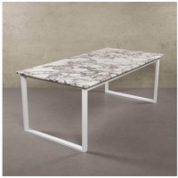 MAGNA Atelier Esstisch BERGEN mit Marmor Tischplatte, Esstisch eckig, Metallgestell, Exclusive Line, 200x100x75cm weiß 160 cm x 75 cm x 100 cm