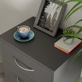 CASARIA Nachttisch Eloise 54x39x28cm Anthrazit LED 3 Schubladen Kabelführung Wandbefestigung Boxspringbett Schlafzimmer Nachtschrank Nachtkonsole Nachtkommode Holz