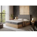 Kontinentalbett NOELLE mit Bonellmatratze Craft Gold Eiche 180x200 cm mit Topper, Stoff: Velutto 16