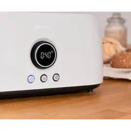 Cecotec Vertikaler ClassicToast 15000 Beige Extra Double, 1500 W, Kapazität für 4 Scheiben Brot, 2 extra breite Langschlitze, 3 Funktionen, LED-Licht, Inklusive oberer Halterungen