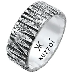 KUZZOI Bandring Breit Struktur Gehämmert 925 Silber 62 Herren 