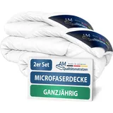 DormiGood | Premium Mikrofaserdecken | 155x220 cm | Bettdecken Set | 155x220 | Decken aus 100% atmungsaktiver Microfaser | 155/220 | 2er Set Mikrof... | Weiß